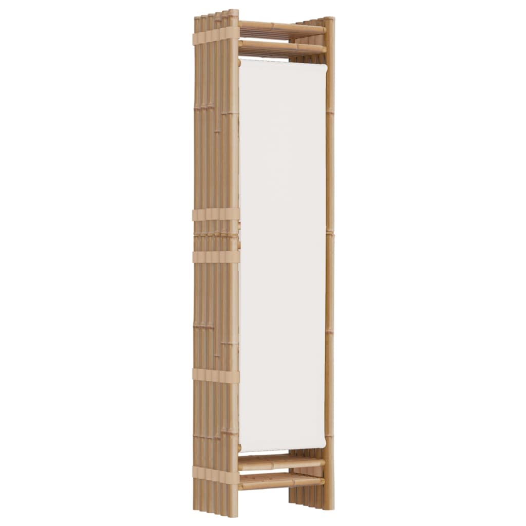 Bamboo & Canvas 6-Panel Room Divider - 240cm Folding Screen