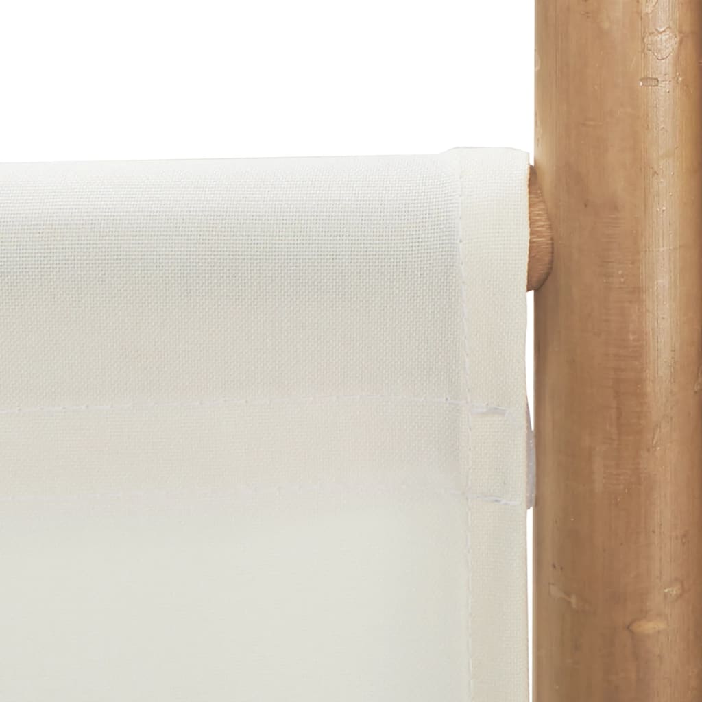 Bamboo & Canvas 6-Panel Room Divider - 240cm Folding Screen