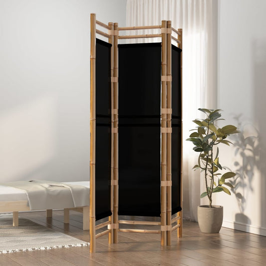 Bamboo & Canvas 3-Panel Room Divider, 120 cm Folding Screen