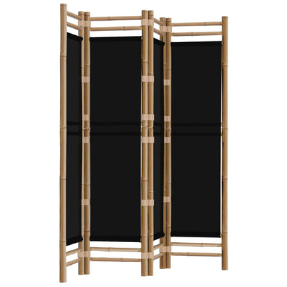 Elegant 4-Panel Bamboo & Canvas Room Divider, 160 cm