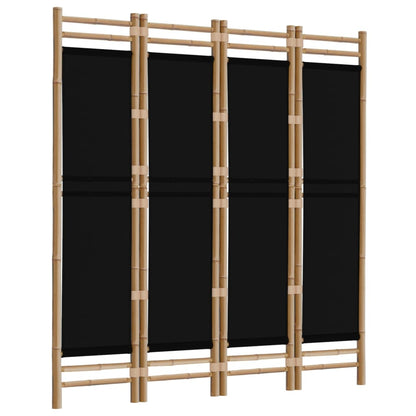 Elegant 4-Panel Bamboo & Canvas Room Divider, 160 cm
