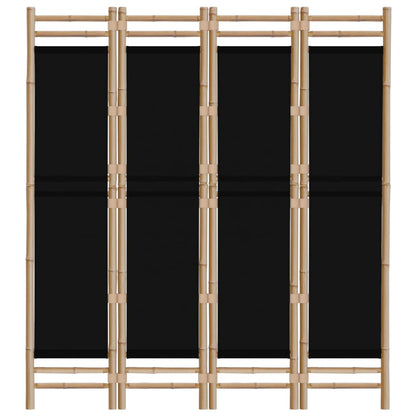 Elegant 4-Panel Bamboo & Canvas Room Divider, 160 cm