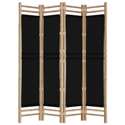 Elegant 4-Panel Bamboo & Canvas Room Divider, 160 cm