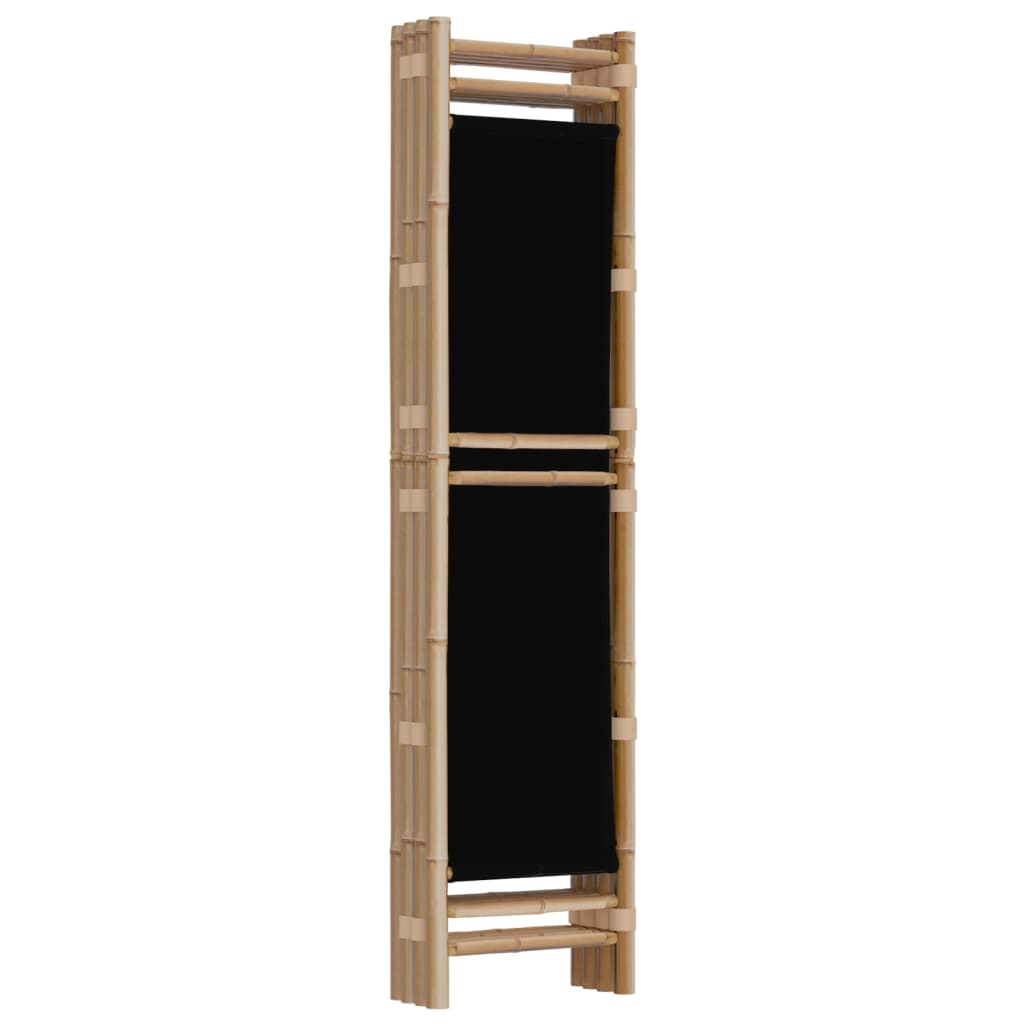 Elegant 4-Panel Bamboo & Canvas Room Divider, 160 cm