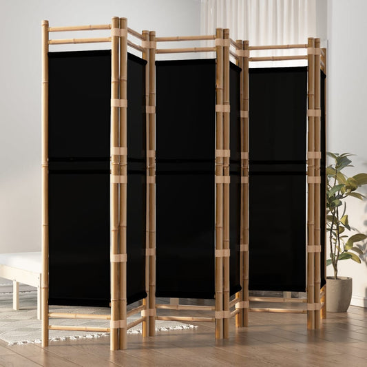 Elegant 6-Panel Bamboo & Canvas Room Divider - 240cm, Natural
