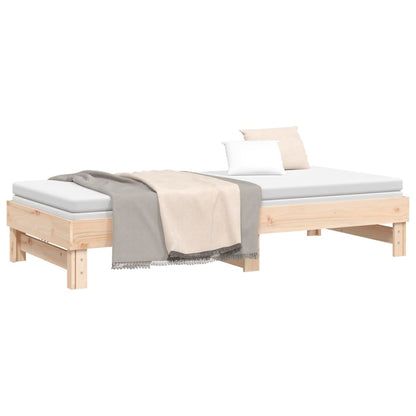 Solid Pine Pull-Out Day Bed Frame 2x(80x200) cm - No Mattress
