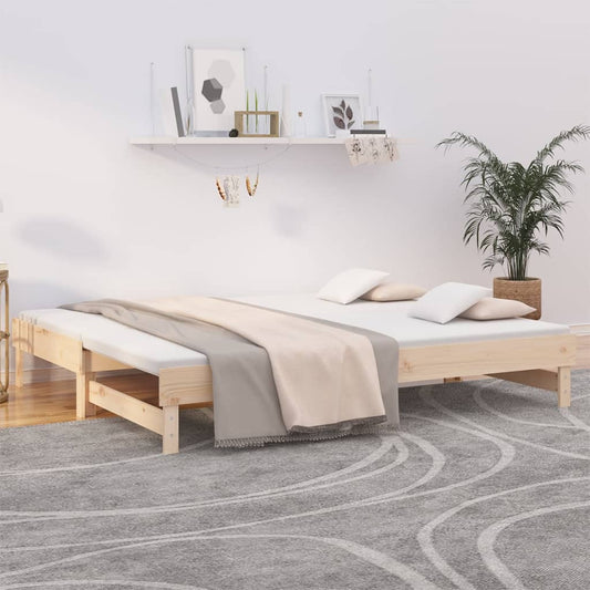 Solid Pine Pull-Out Day Bed Frame 2x(80x200) cm - No Mattress