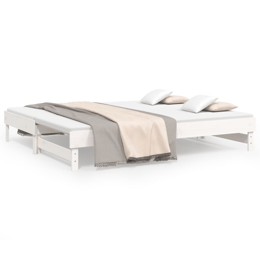 White Pull-Out Day Bed Frame 2x(80x200) cm - No Mattress Included