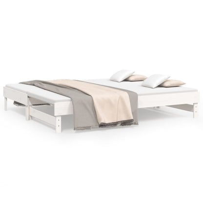 White Pull-Out Day Bed Frame 2x(80x200) cm - No Mattress Included