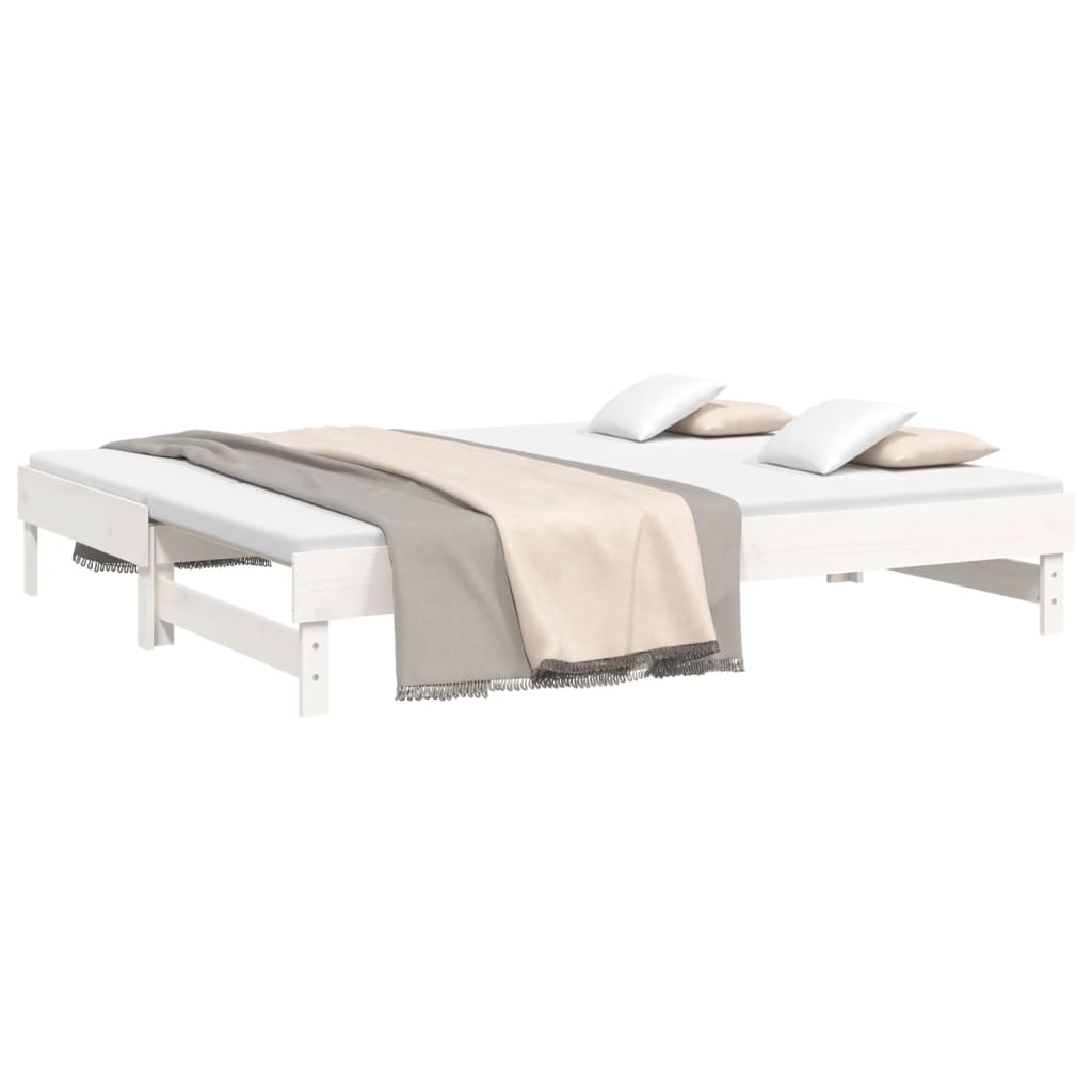 White Pull-Out Day Bed Frame 2x(80x200) cm - No Mattress Included
