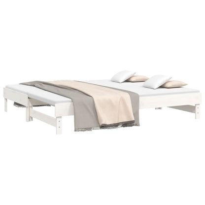 White Pull-Out Day Bed Frame 2x(80x200) cm - No Mattress Included