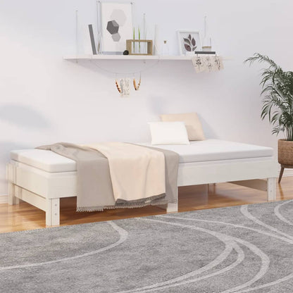 White Pull-Out Day Bed Frame 2x(80x200) cm - No Mattress Included