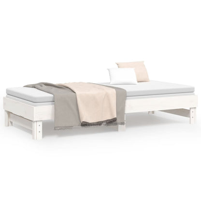 White Pull-Out Day Bed Frame 2x(80x200) cm - No Mattress Included