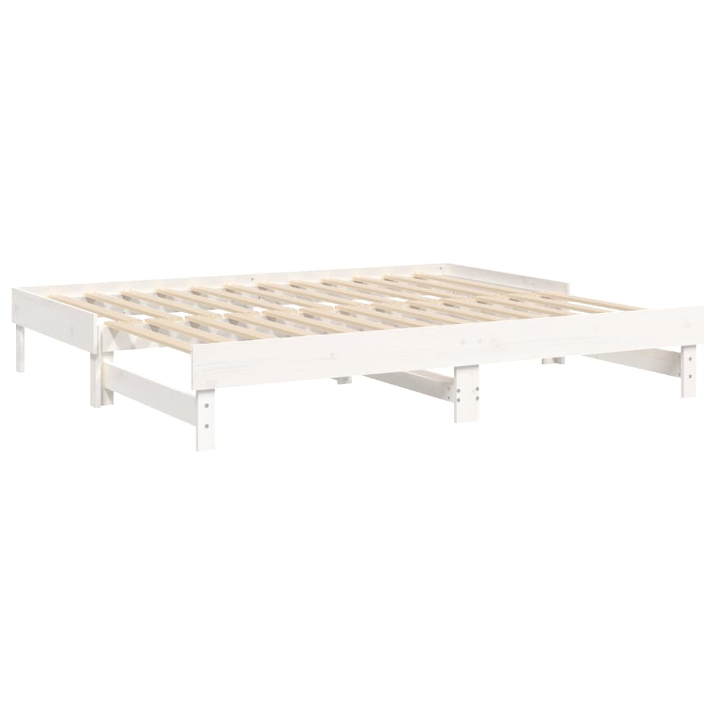 White Pull-Out Day Bed Frame 2x(80x200) cm - No Mattress Included