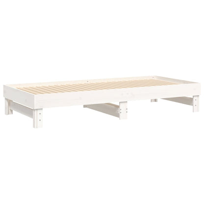 White Pull-Out Day Bed Frame 2x(80x200) cm - No Mattress Included