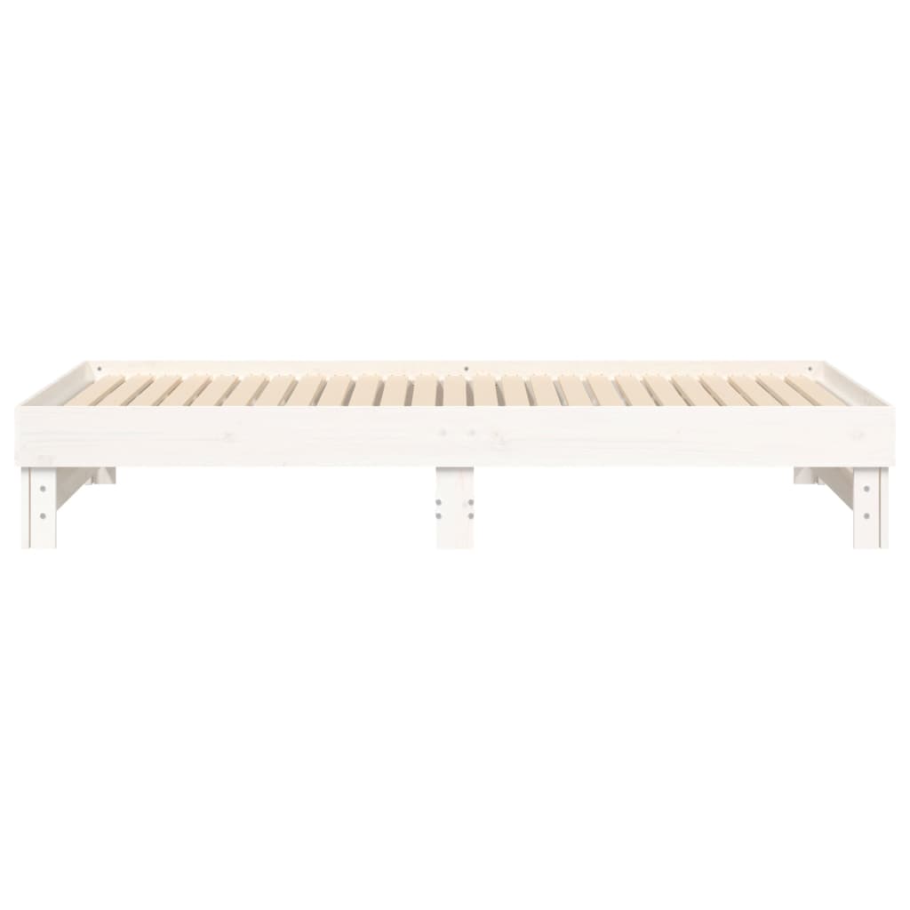 White Pull-Out Day Bed Frame 2x(80x200) cm - No Mattress Included
