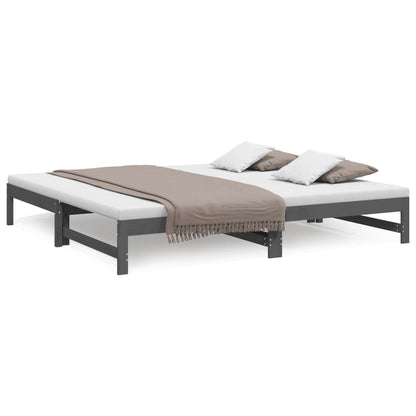 Grey Pull-out Day Bed Frame 2x(100x200) cm - No Mattress Included