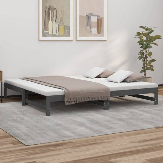 Grey Pull-out Day Bed Frame 2x(100x200) cm - No Mattress Included