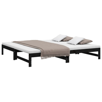 Black Pull-Out Day Bed Frame 2x(100x200) cm - No Mattress Included