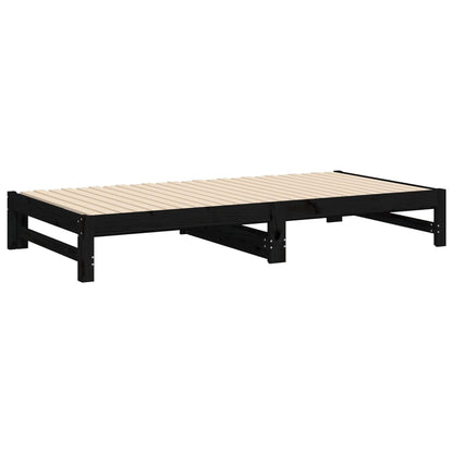 Black Pull-Out Day Bed Frame 2x(100x200) cm - No Mattress Included