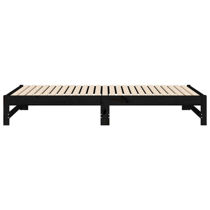Black Pull-Out Day Bed Frame 2x(100x200) cm - No Mattress Included