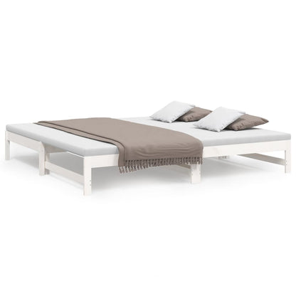 White Pull-out Day Bed Frame - 2x(90x200) cm, No Mattress Included