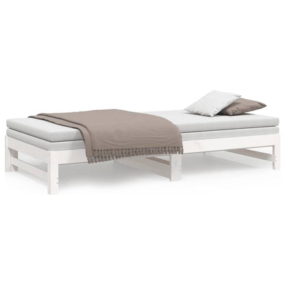 White Pull-out Day Bed Frame - 2x(90x200) cm, No Mattress Included