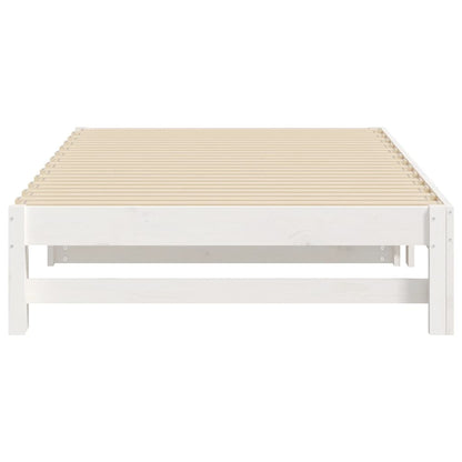White Pull-out Day Bed Frame - 2x(90x200) cm, No Mattress Included