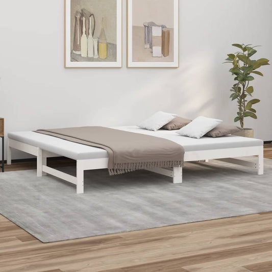 White Pull-out Day Bed Frame - 2x(90x200) cm, No Mattress Included