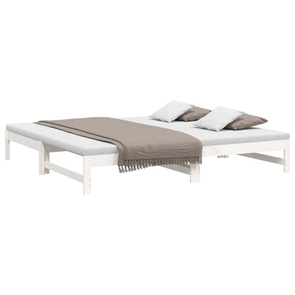 White Pull-Out Day Bed Frame - 2x (80x200 cm) - No Mattress Included