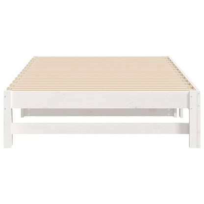 White Pull-Out Day Bed Frame - 2x (80x200 cm) - No Mattress Included