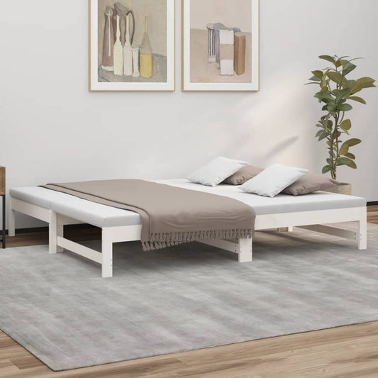 White Pull-Out Day Bed Frame 2x(90x190) cm - No Mattress Included