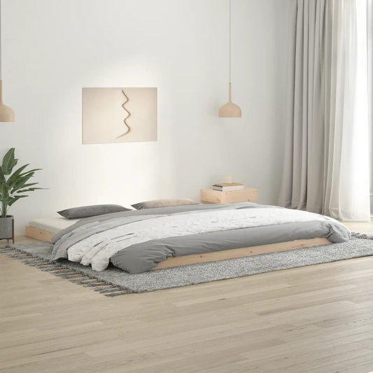 Solid Pine Wood Bed Frame 200x200 cm - No Mattress Included