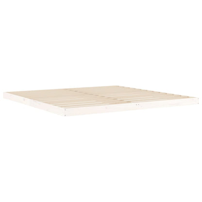 Solid Wood Pine Bed Frame 200x200 cm - White, No Mattress Included