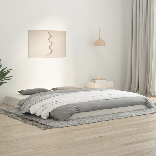 Solid Pine Wood Super King Bed Frame, White 180x200 cm