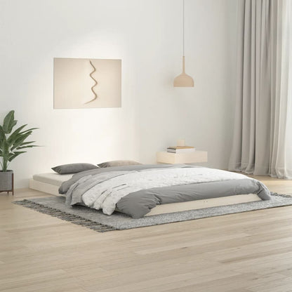 White Solid Pine Bed Frame 140x200 cm - No Mattress Included