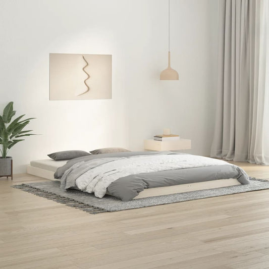 White Solid Pine Bed Frame 140x200 cm - No Mattress Included