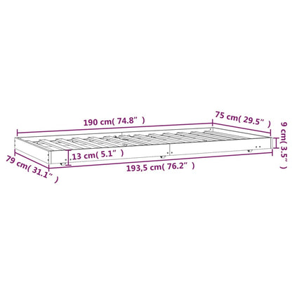 Solid Pine Wood Bed Frame - White 75x190 cm Small Single
