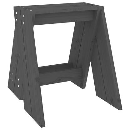 Set of 2 Grey Pine Wood Stools – 40x40x45 cm Solid Design