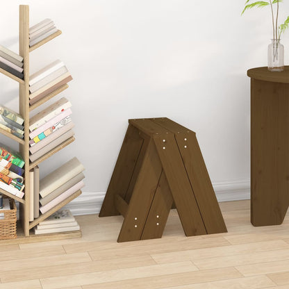 Solid Pine Wood Stools 2pcs - Honey Brown 40x40x45 cm