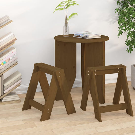 Solid Pine Wood Stools 2pcs - Honey Brown 40x40x45 cm