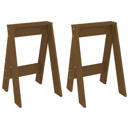 Solid Pine Wood Stools, 2 pcs, Honey Brown, 40x40x60 cm