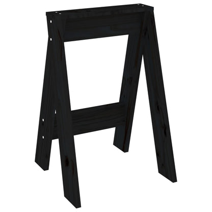 Black Solid Pine Wood Stools, Set of 2 (40x40x60 cm)