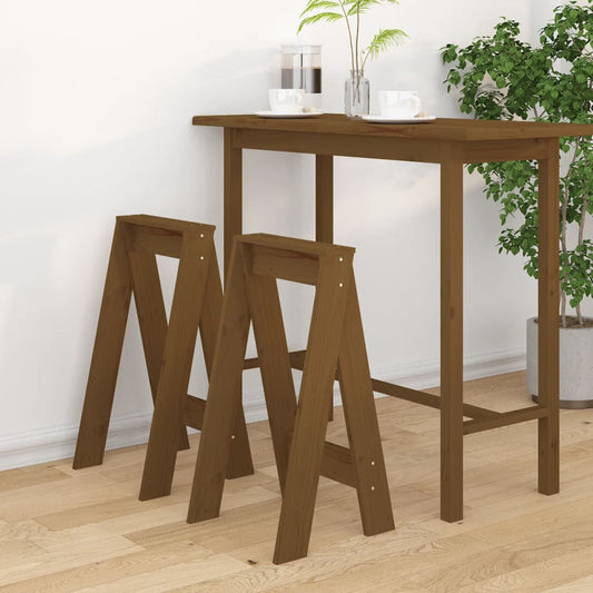 Solid Pine Wood Stools, 2 Pcs, 40x40x75 cm, Honey Brown Finish