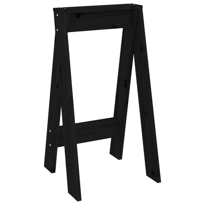 Black Solid Wood Pine Stools - Set of 2, 40x40x75 cm