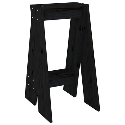 Black Solid Wood Pine Stools - Set of 2, 40x40x75 cm