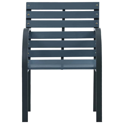 Grey Solid Wood & Steel Garden Chairs - Set of 2