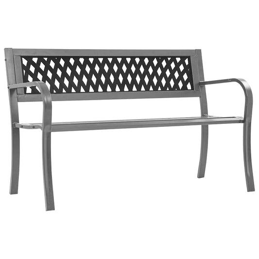 Elegant Black Steel Garden Bench - 120 cm
