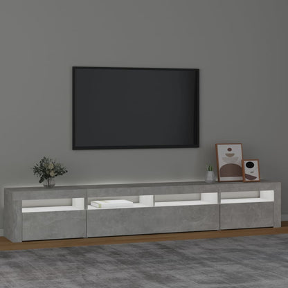 TV Cabinet with LED Lights Concrete Grey 240x35x40 cm