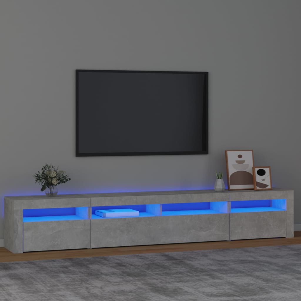 TV Cabinet with LED Lights Concrete Grey 240x35x40 cm